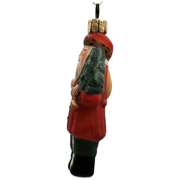 Vaillancourt Mini Red Father Christmas With Tree Glass Holiday Ornament - Picture 7 of 10